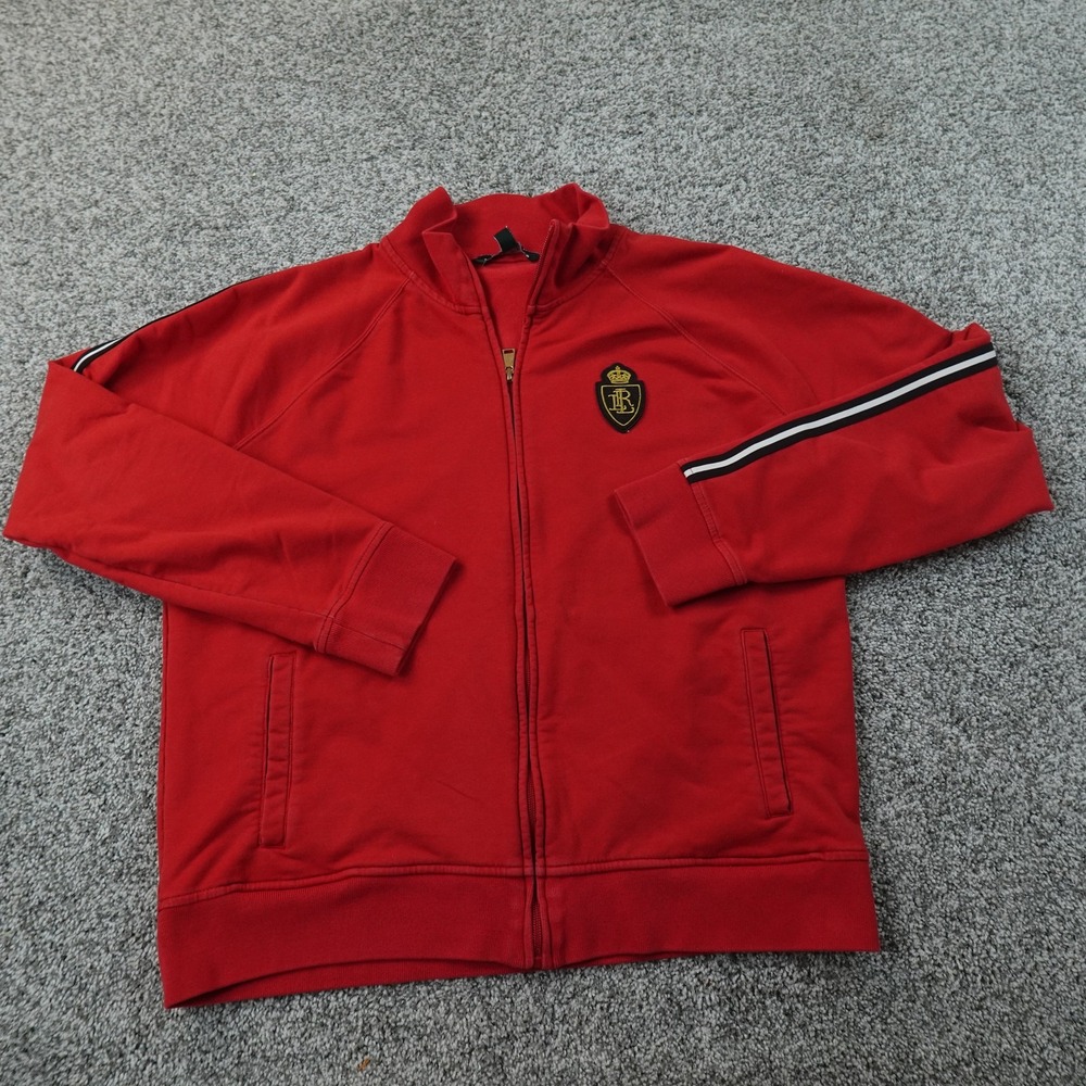 Ralph Lauren Jacket Womens XL Red Crest Logo Full Zip Track Bomber Coat Preppy